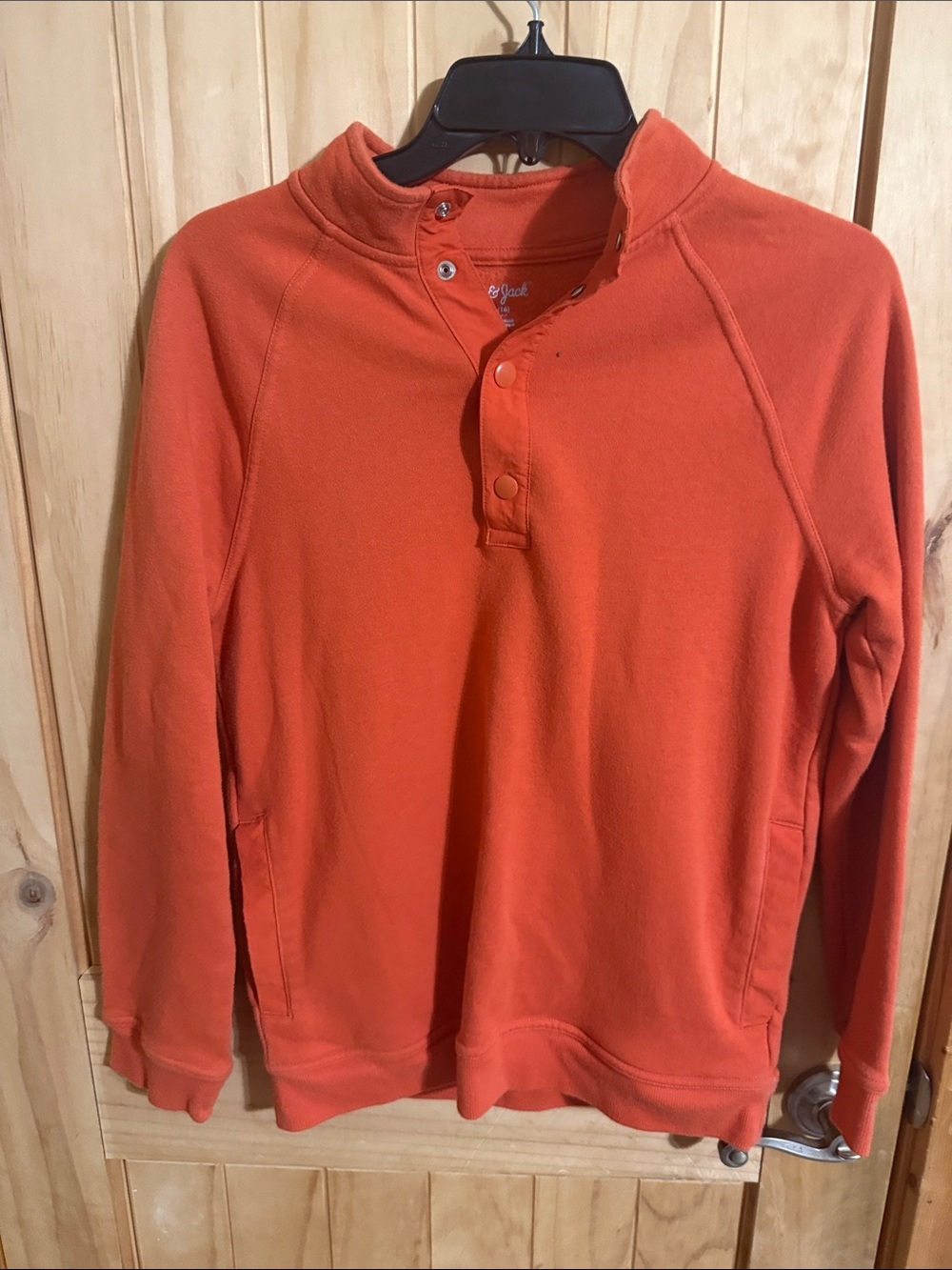Cat & Jack Orange Snap-Placket Pullover Sweatshirt
